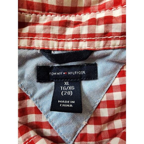 Tommy Hilfiger Shirt Boys XL (20) Red Check Button Up Short Sleeve - Picture 4 of 6